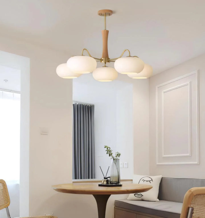 Brass Wooden Persimmon Chandelier