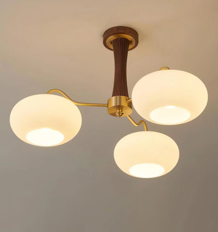 Brass Wooden Persimmon Chandelier