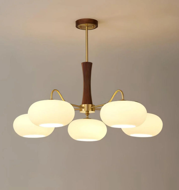 Brass Wooden Persimmon Chandelier