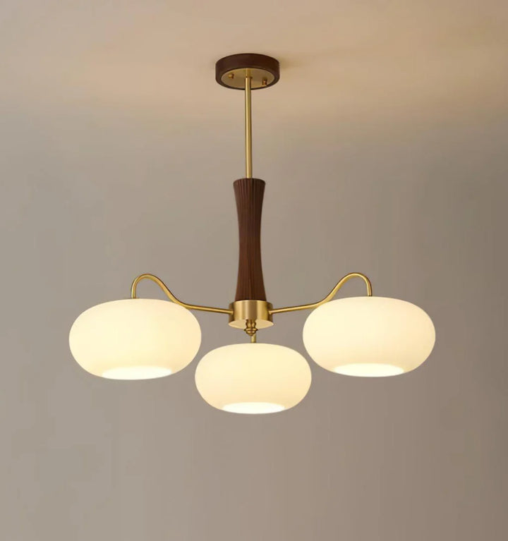 Brass Wooden Persimmon Chandelier