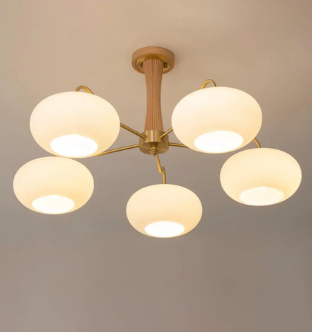 Brass Wooden Persimmon Chandelier