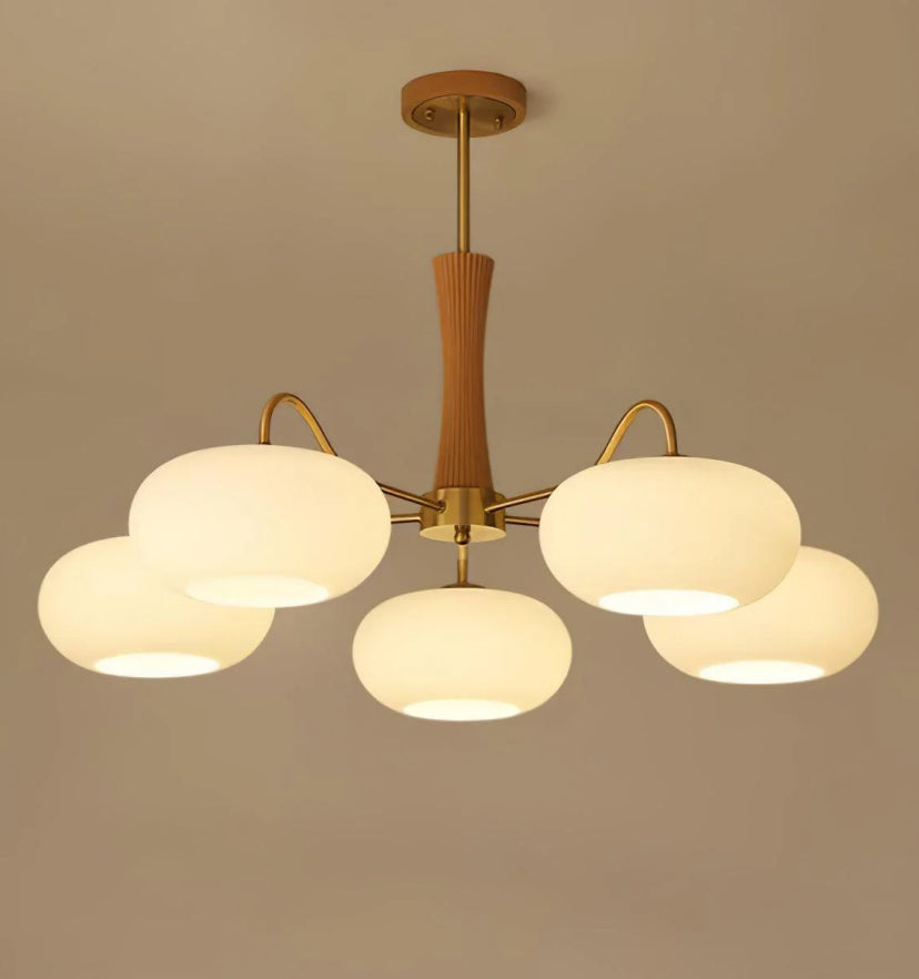Brass Wooden Persimmon Chandelier