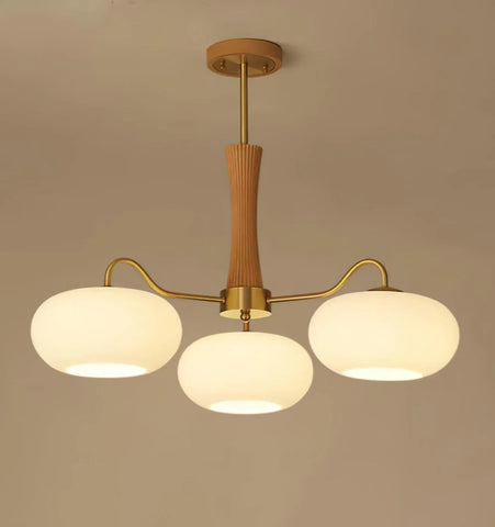 Brass Wooden Persimmon Chandelier