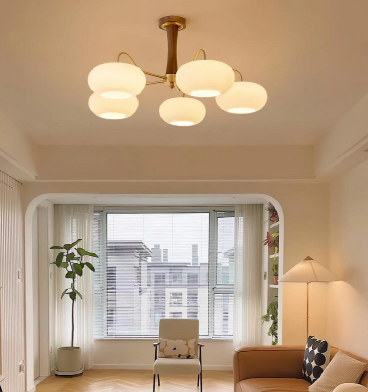 Brass Wooden Persimmon Chandelier