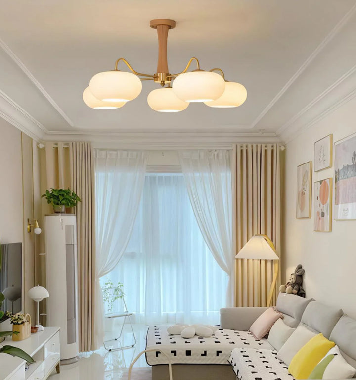 Brass Wooden Persimmon Chandelier