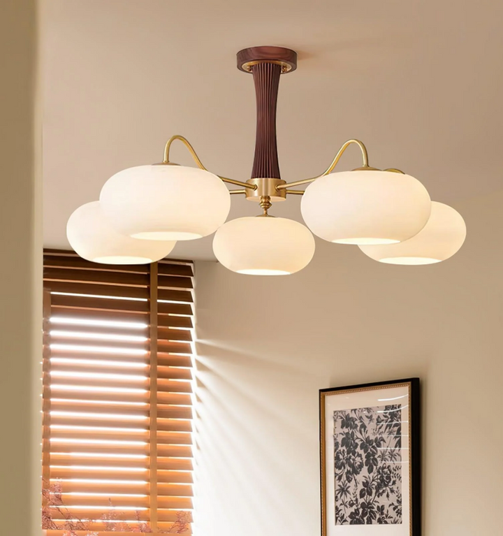 Brass Wooden Persimmon Chandelier