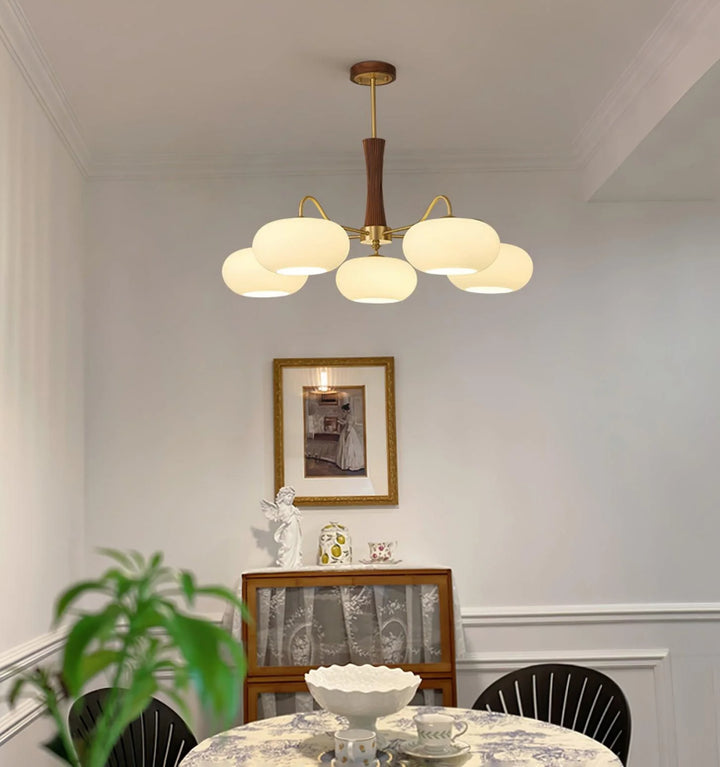Brass Wooden Persimmon Chandelier
