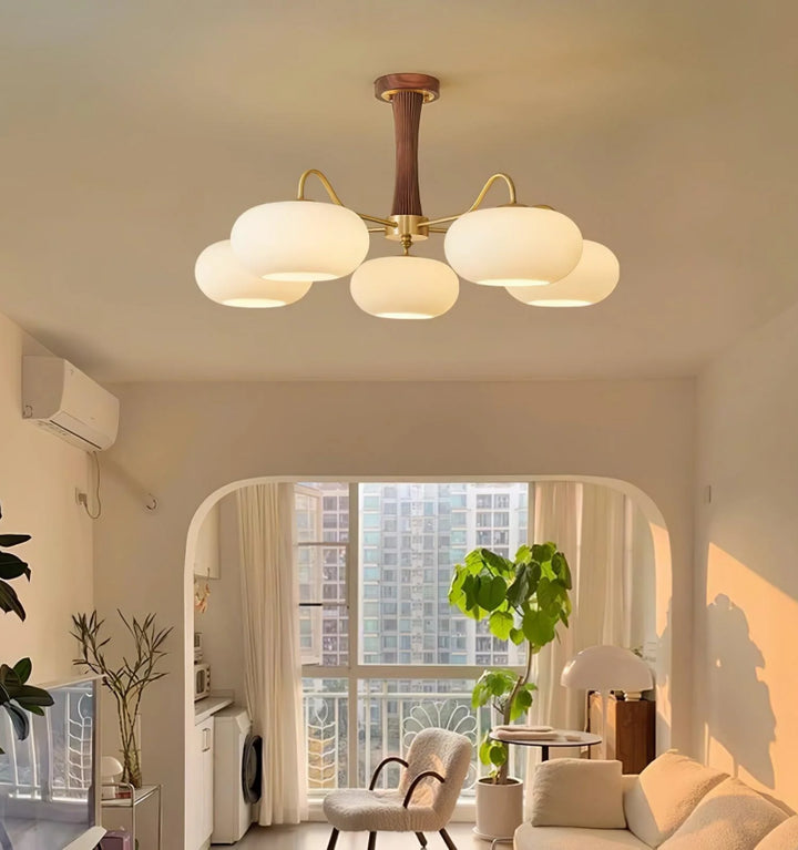 Brass Wooden Persimmon Chandelier