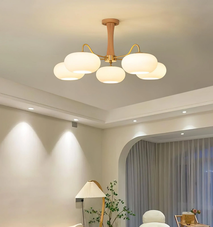 Brass Wooden Persimmon Chandelier