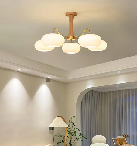 Brass Wooden Persimmon Chandelier