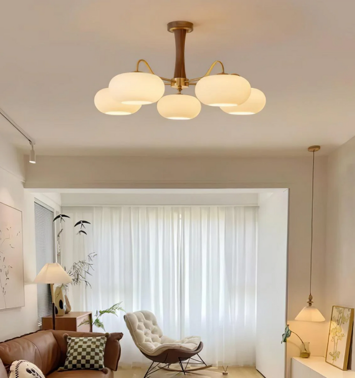 Brass Wooden Persimmon Chandelier