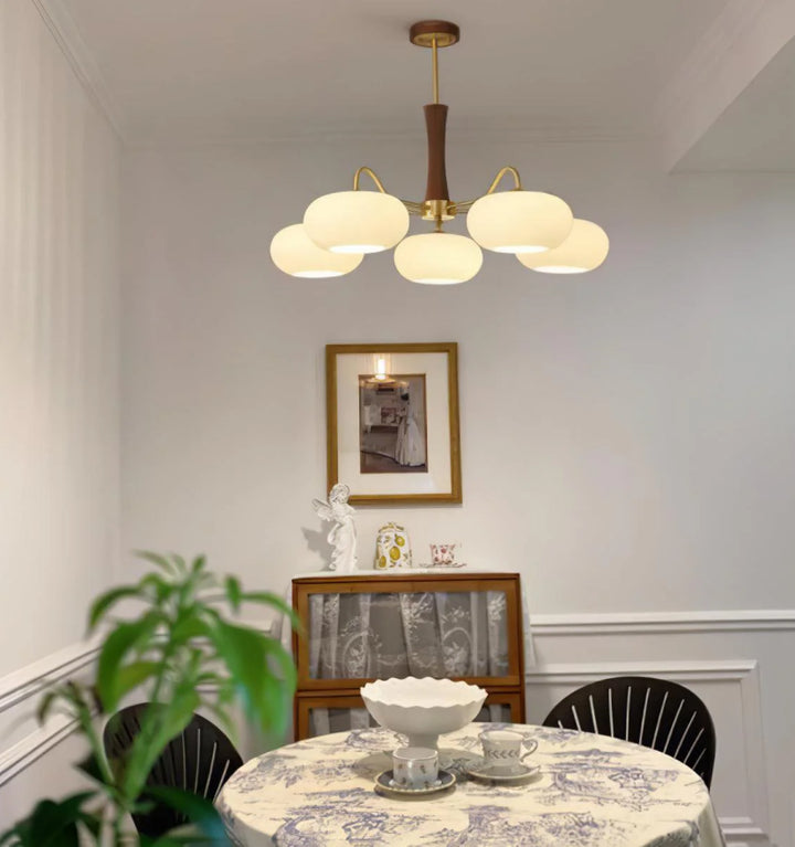 Brass Wooden Persimmon Chandelier