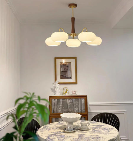 Brass Wooden Persimmon Chandelier