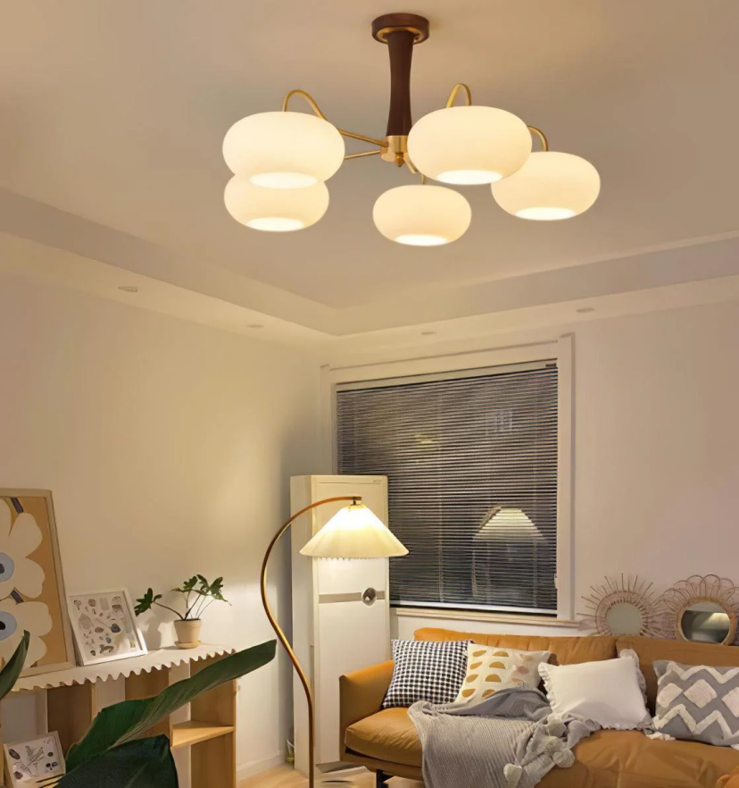 Brass Wooden Persimmon Chandelier