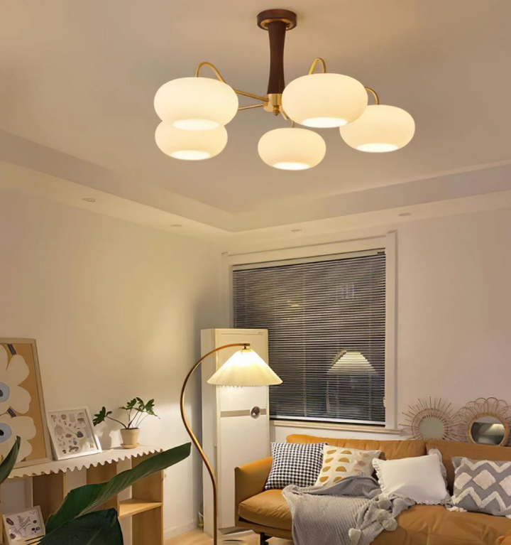 Brass Wooden Persimmon Chandelier