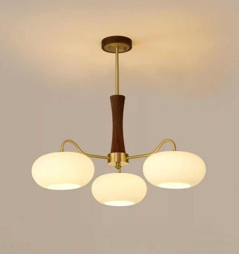 Brass Wooden Persimmon Chandelier