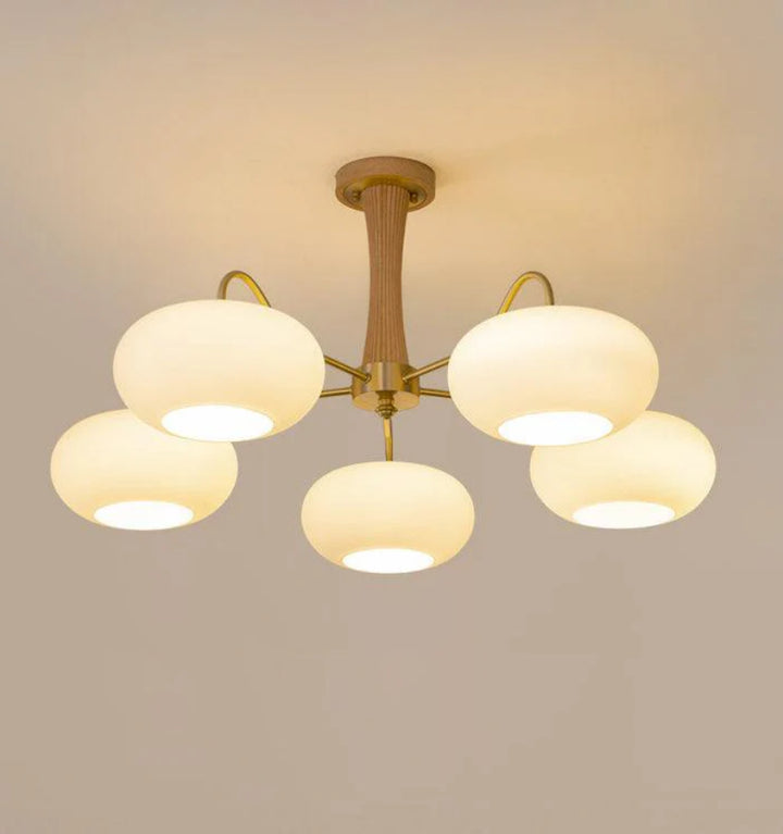 Brass Wooden Persimmon Chandelier