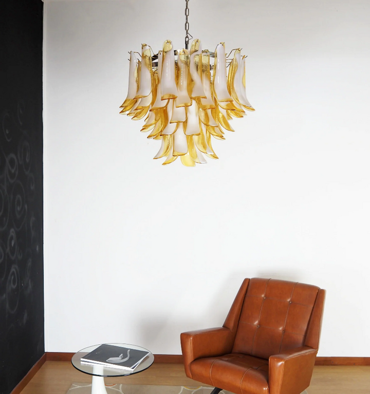 AMBER GLASS MURANO PETALS CHANDELIER