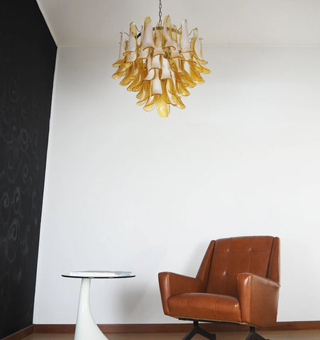 AMBER GLASS MURANO PETALS CHANDELIER