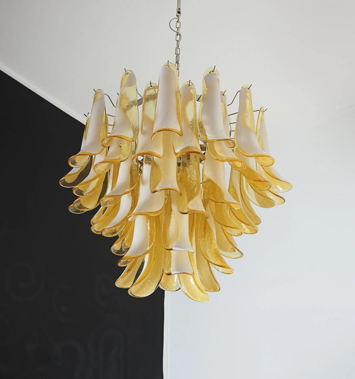 AMBER GLASS MURANO PETALS CHANDELIER