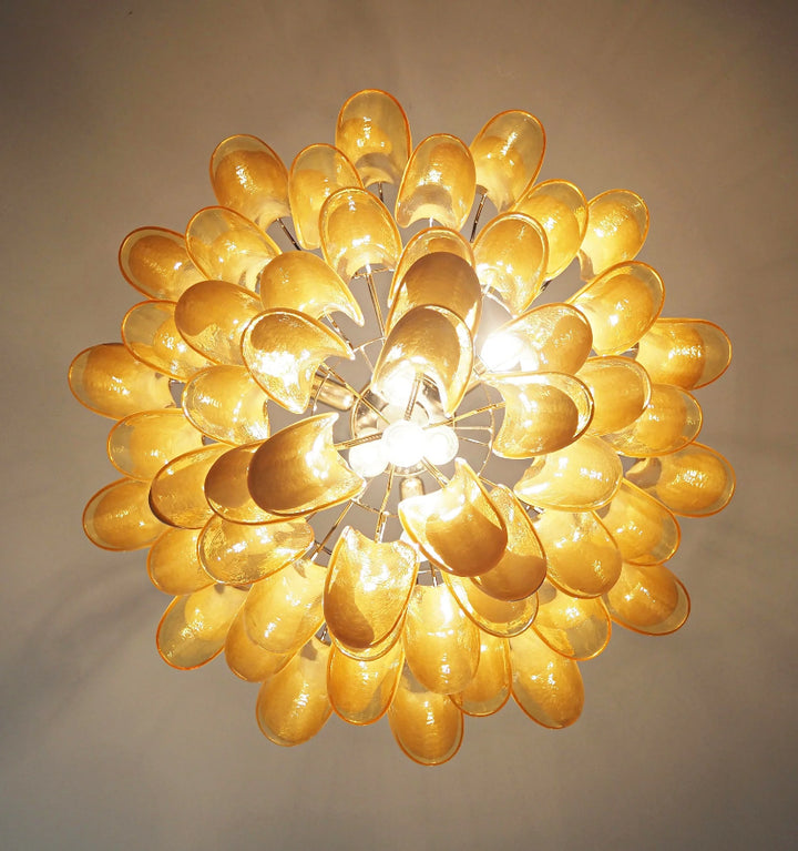 AMBER GLASS MURANO PETALS CHANDELIER