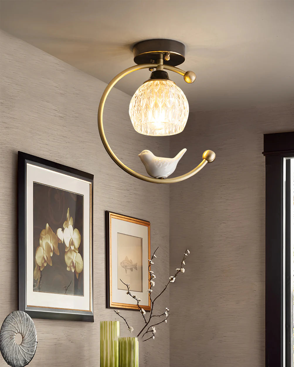 Ceramic Bird Ceiling Lamp - Yiarolight