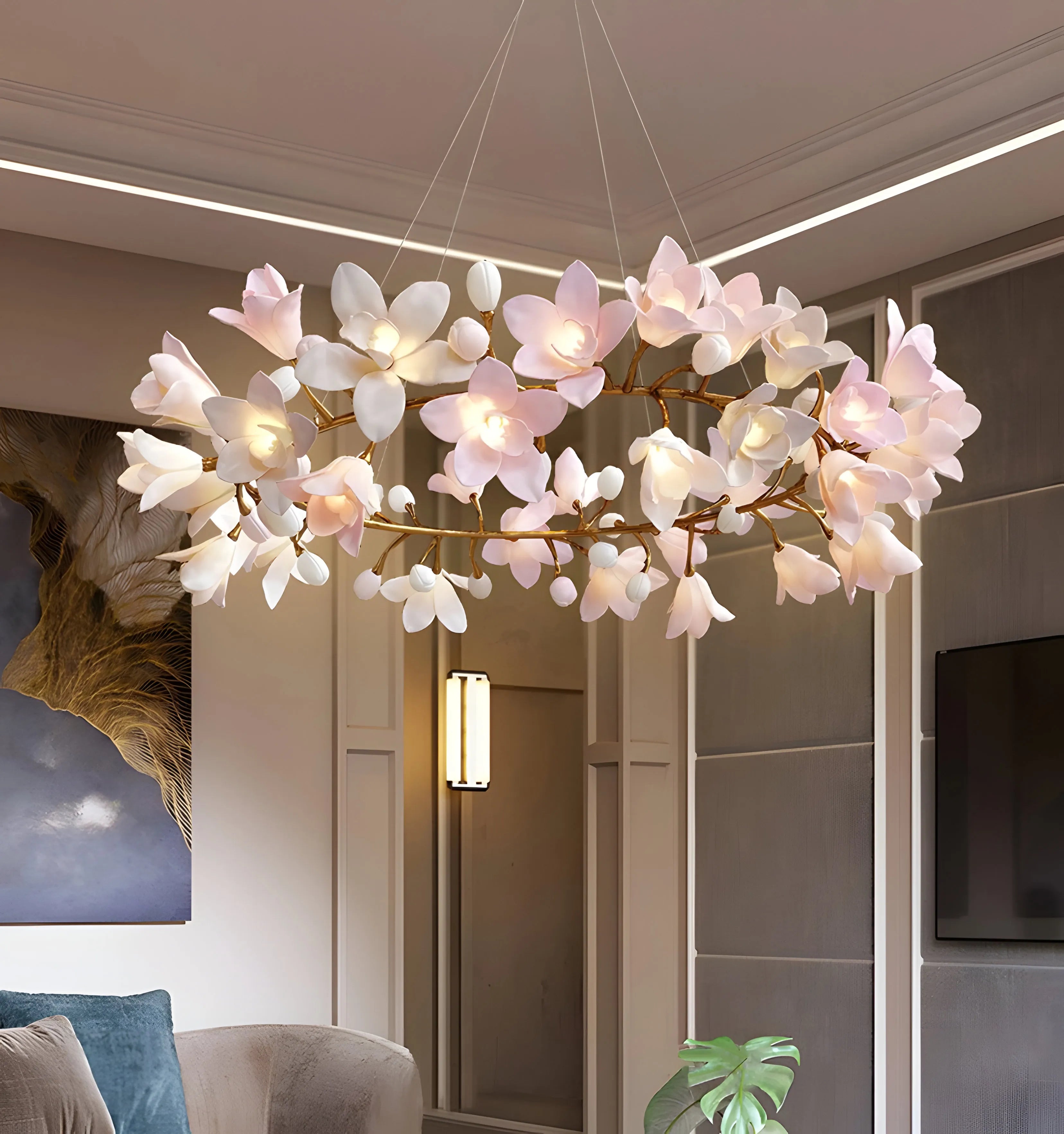 Lustre circulaire en forme de fleur
