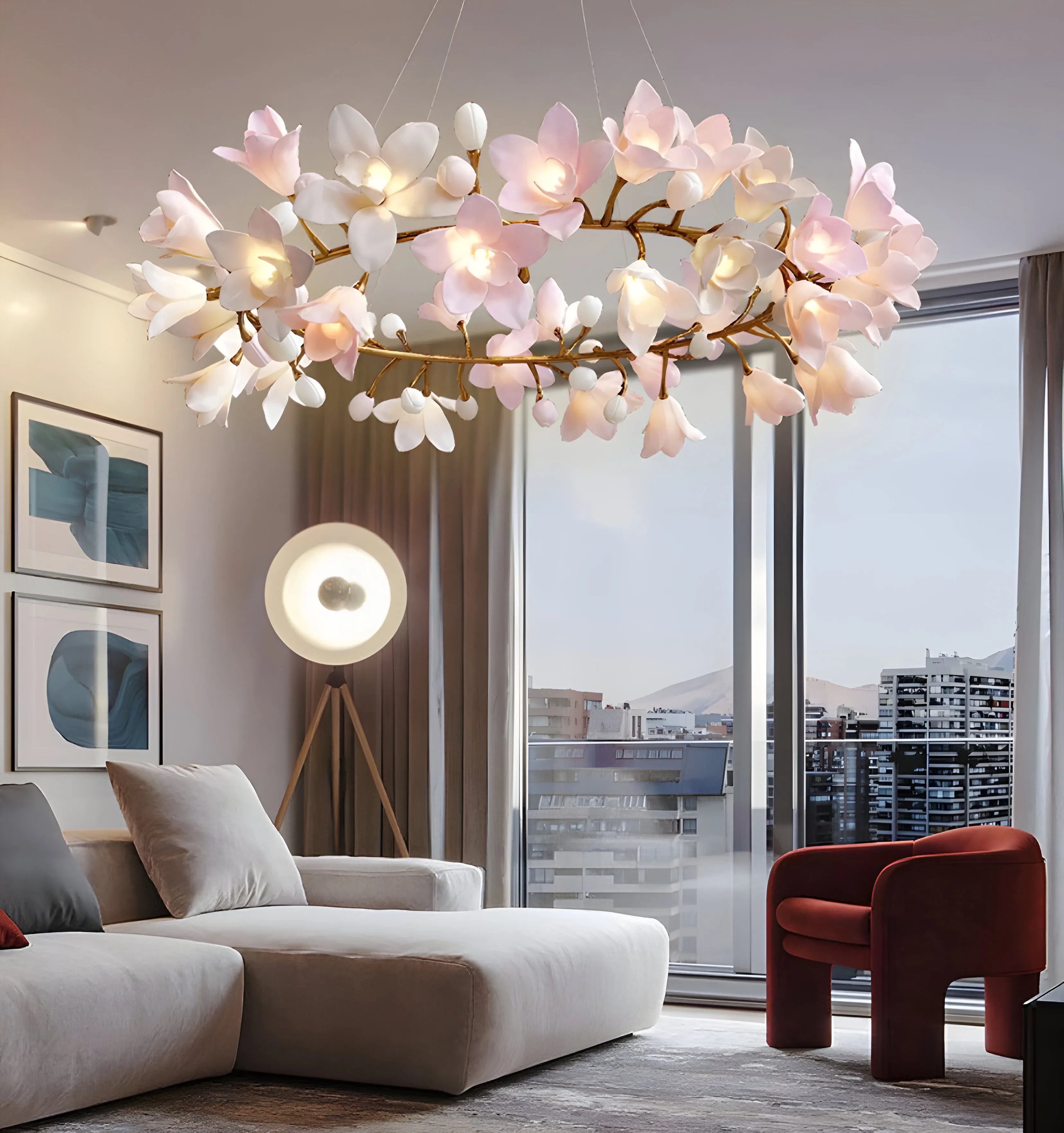 Lustre circulaire en forme de fleur