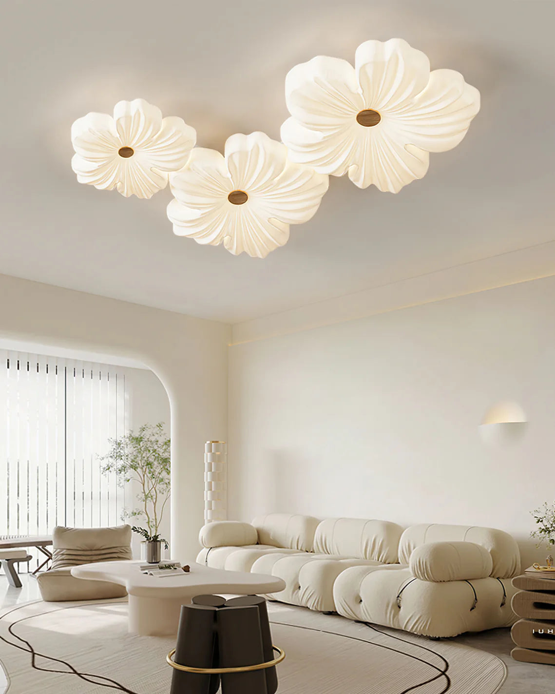 Cream Flower Ceiling Lamp - Yiarolight
