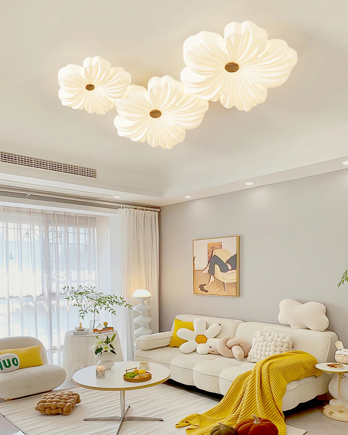 Cream Flower Ceiling Lamp - Yiarolight