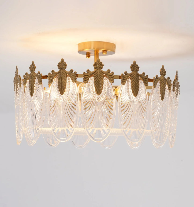 Decorative Pattern Glass Round Chandelier