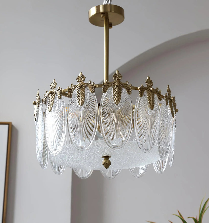 Decorative Pattern Glass Round Chandelier