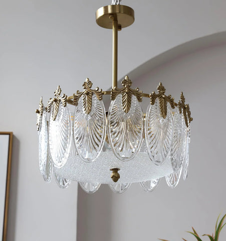 Decorative Pattern Glass Round Chandelier