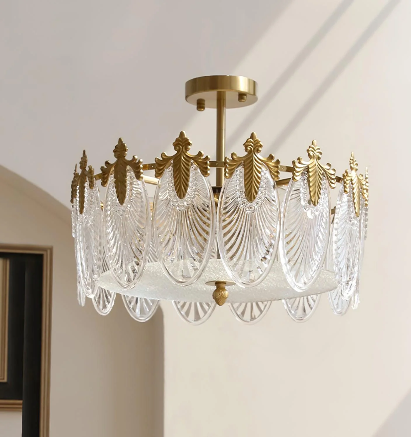 Decorative Pattern Glass Round Chandelier