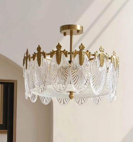 Decorative Pattern Glass Round Chandelier