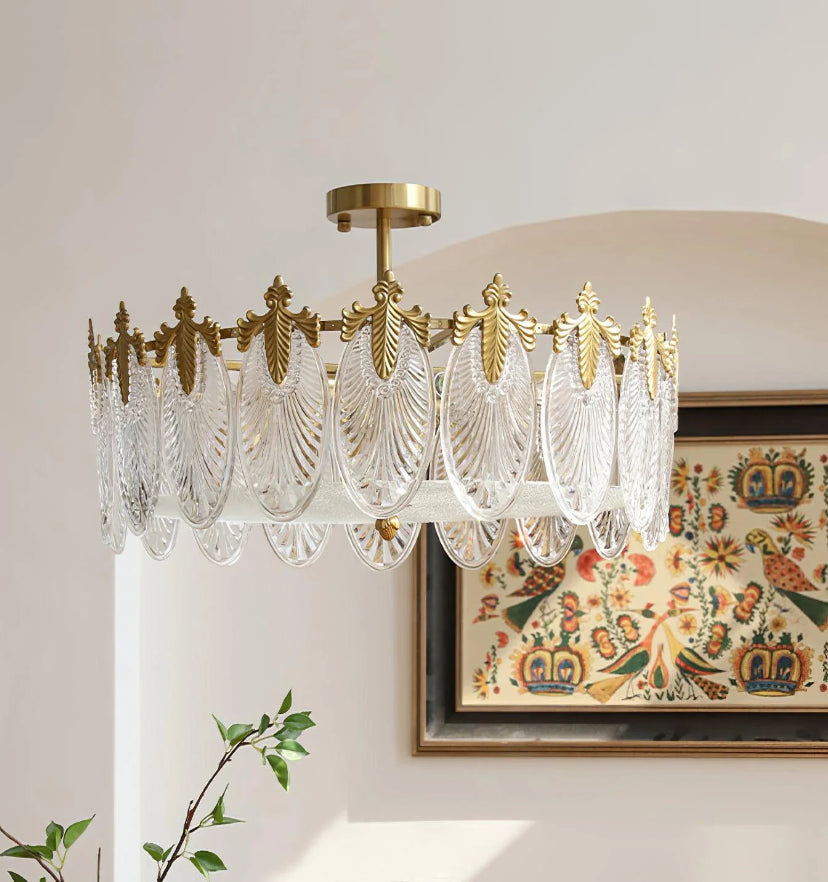 Decorative Pattern Glass Round Chandelier