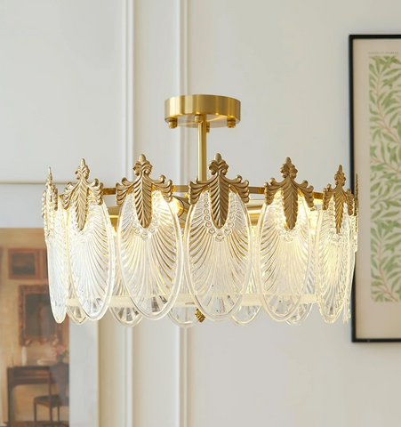 Decorative Pattern Glass Round Chandelier