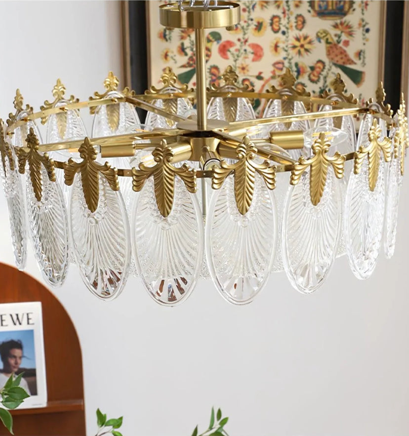 Decorative Pattern Glass Round Chandelier