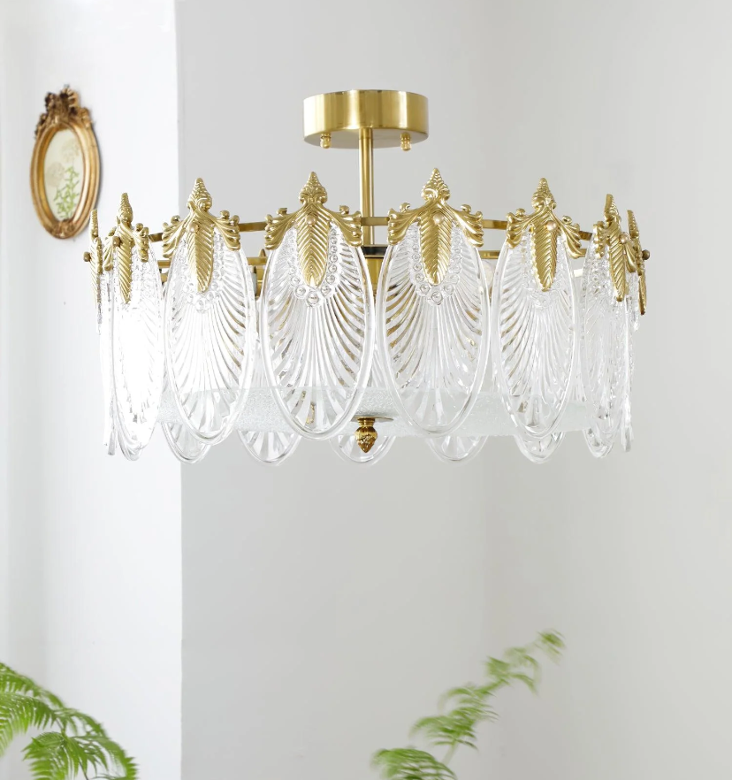 Decorative Pattern Glass Round Chandelier