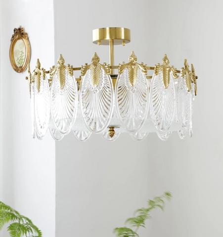Decorative Pattern Glass Round Chandelier