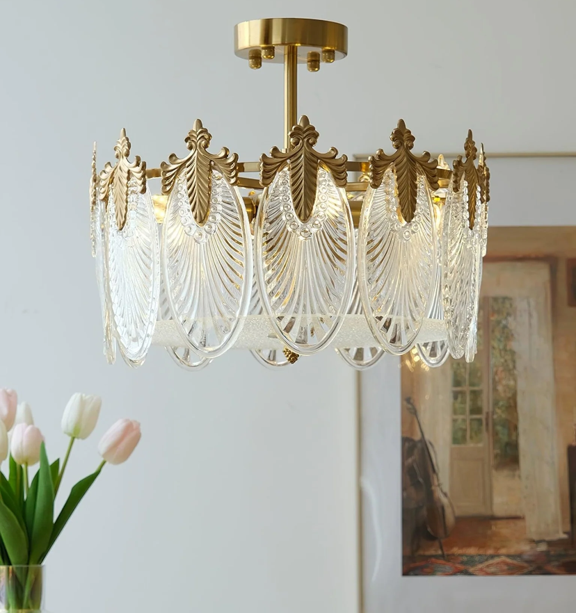 Decorative Pattern Glass Round Chandelier