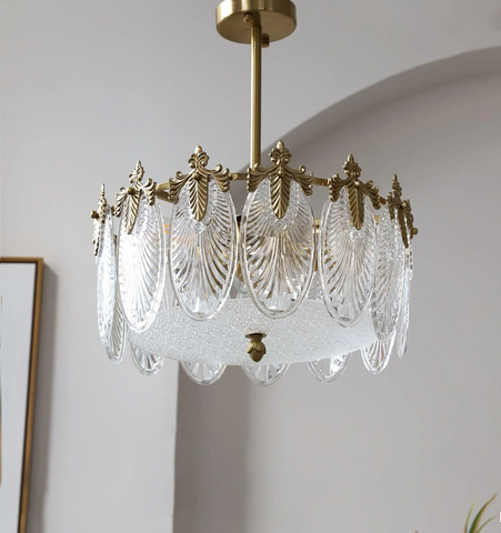Decorative Pattern Glass Round Chandelier