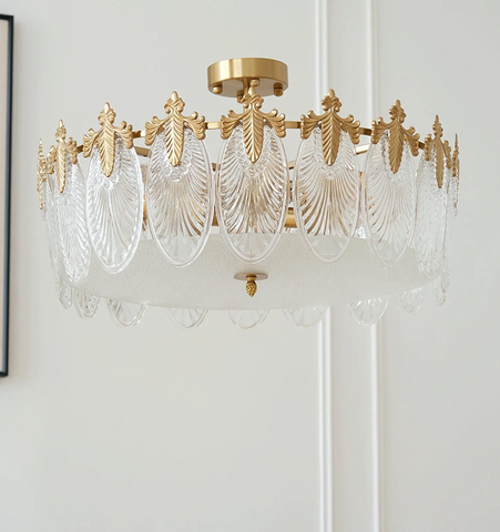 Decorative Pattern Glass Round Chandelier