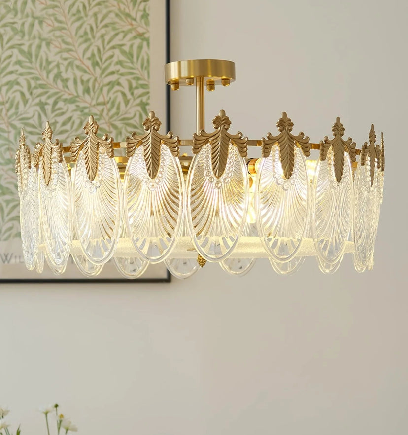 Decorative Pattern Glass Round Chandelier
