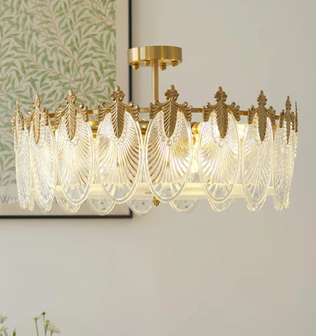 Decorative Pattern Glass Round Chandelier