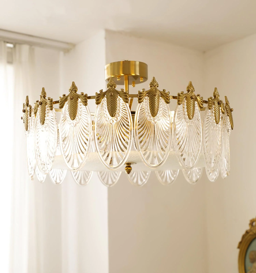 Decorative Pattern Glass Round Chandelier