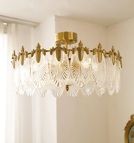 Decorative Pattern Glass Round Chandelier