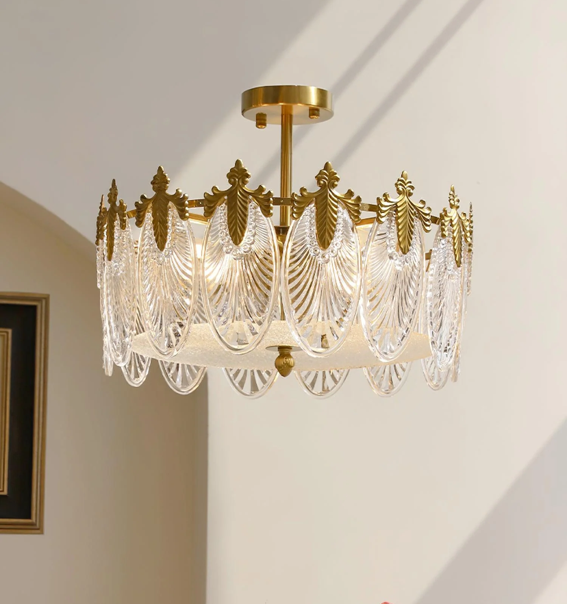 Decorative Pattern Glass Round Chandelier