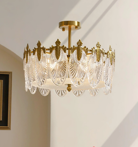 Decorative Pattern Glass Round Chandelier
