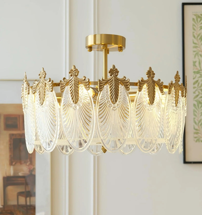 Decorative Pattern Glass Round Chandelier